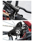 Close-up of Pro Grade Hydraulic Disc Brake Set for Mountain Bikes with aluminum alloy calipers and 160mm rotor installation.