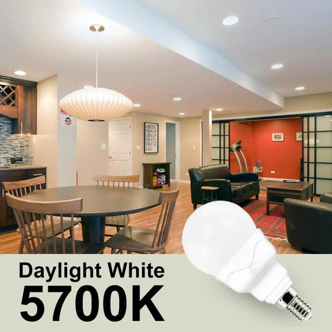 Color Changing RGB LED Bulbs E12 5W 12 Colors A15 Candle Base With Remote 4 Pack, showcasing bulb used in modern living room.