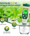 5 In 1 Water Tester With LCD Backlit For pH TDS EC Salt And Temperature Readings Digital Meter in hydroponic setup