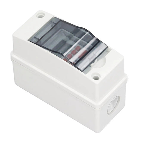 Heavy Duty Programmable Timer Switch For Pool Pump And Heater Brings Crisp LCD Display, outdoor white box with LCD screen.