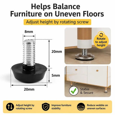 Diagram of 40 Piece Adjustable M8 Furniture Levelers With Round Base Floor Protectors Anti Slip