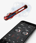 MX 2 Dual Sensing Ride Ready Pedal Power Meter For MTB And Gravel, Bluetooth and ANT Plus display on smartphone interface.