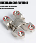 Close-up of 3 Pack Concealed Barrel Door Hinges With 180 Degree Swing Zinc Alloy Auto Close, sunk head screw holes visible