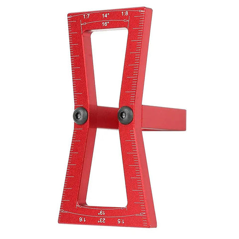 Precision Dovetail Ruler Gauge For Woodworking Aluminum Alloy Joint Layout Template With Dual Slope Ratios red finish ruler for accurate measurements.