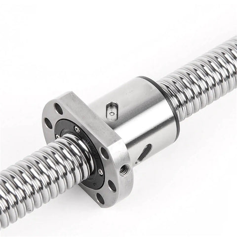 End Machined SFU2510 Ballscrew With Ball Nut For CNC And 3D Printer Linear Motion, Smooth Low Backlash Steel Screw close-up view