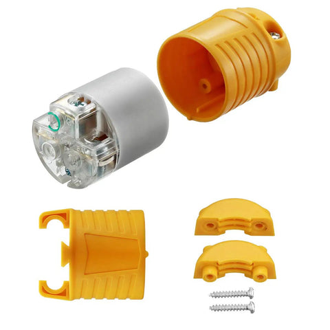 Extension Cord Ends Set For Household Appliances 15 Amp 125 Volt Heavy Duty Replacement Plug And Connector Kit components view