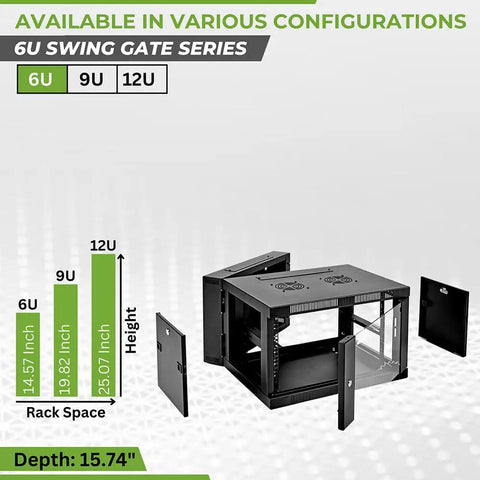 Built Tough 6U Server Cabinet With Locking Glass Door And Hinged Back, Heavy Duty Wall Mount Network Rack Pre Assembled With Dual Cooling Fans, 21 Inch Deep Gear Rig For Your Tech Setup