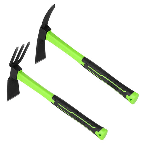 Two-Piece Garden Hoe Set With Non-Slip Ergonomic Handles For Easy Weeding And Plant Care, Durable Carbon Steel Outdoor Tools Built To Last