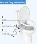 Installation steps of Dual Nozzle Non Electric Bidet With Self Cleaning Feature, Easy Install Toilet Seat Attachment, showing connections