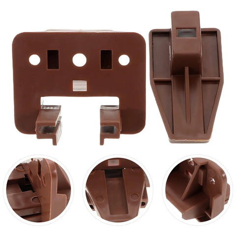 5 Sets Drawer Slide Replacement Kit With Rollers For Dresser Drawers, brown heavy duty plastic guides close-up
