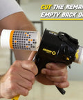 Man using Tiny 4 Inch Caulking Gun No Drip With Patented Design Lightweight ABS Frame Two Pack Fits All 10 Oz Tubes Easy To Store
