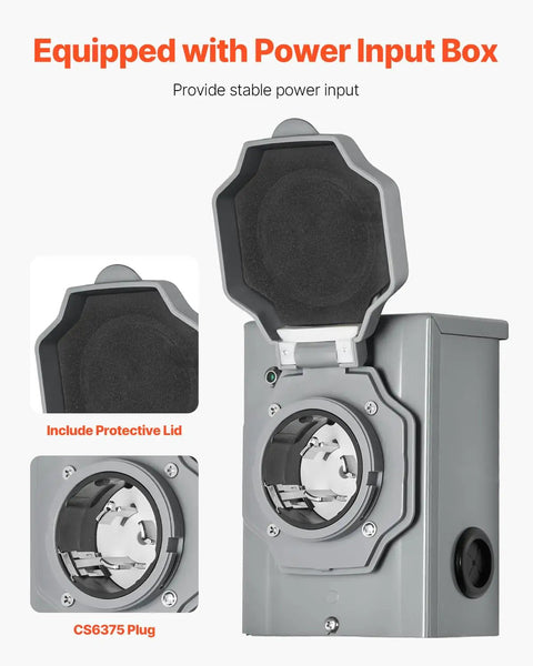 Manual Transfer Switch Kit For Home Power Backup, 50 Amp 10 Circuit, CS6375 inlet box with protective lid