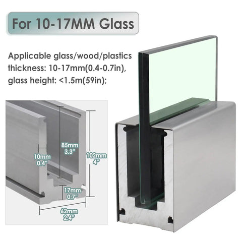 Rock Solid Heavy Duty Aluminum Glass Spigot Clamps For Pool Fencing And Deck Guardrails Silver Finish for 10-17mm glass.
