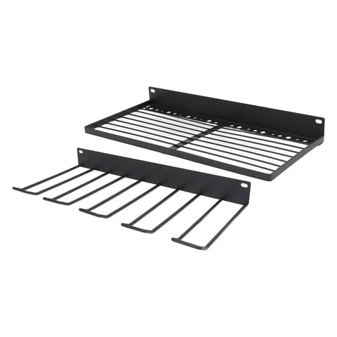 Heavy Duty Wall Mounted Power Tool Organizer With Massive Capacity Steel Drill Rack For Garage Storage showing dual racks.