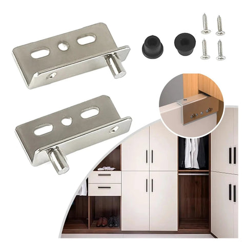 2 Pack Heavy Duty Hidden Pivot Door Hinges With Bushing shown with black finish, installed on a wooden cabinet for smooth operation
