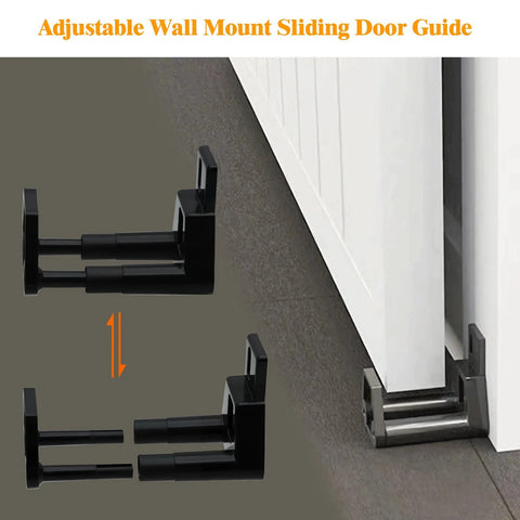 Barn Door Floor Guide With Adjustable Wall Mount For Easy Installation RV Sliding Door Guide With Screws Black Finish 2 Packs
