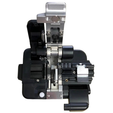 Pro S326 Fiber Optic Cutting Knife For Precision Fusion Splice Machine Use, top view showing high carbon steel blade and compact design.