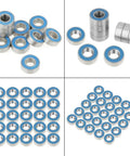Beefy Miniature Deep Groove Ball Bearings Set Of 25 Flanged Steel Bearings With Double Rubber Seals Blue Side For Roller Skates 5 By 11 By 4 Mm Durable Precision Bearings For Tiny Machinery And DIY Projects, 25-pack laid out