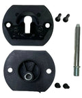 Furniture Connector Pin Style Replacement Set, Easy To Install, 2 Pack, Six Pins Total For Cabinets And Drawers shown in black and silver metal parts