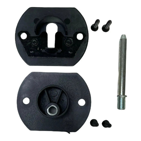 Furniture Connector Pin Style Replacement Set, Easy To Install, 2 Pack, Six Pins Total For Cabinets And Drawers shown in black and silver metal parts
