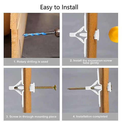 Step-by-step guide for using Heavy Duty Drywall Anchor Kit With Self Drilling Wall Plugs And Screws 8mm M8 White 50 Pieces