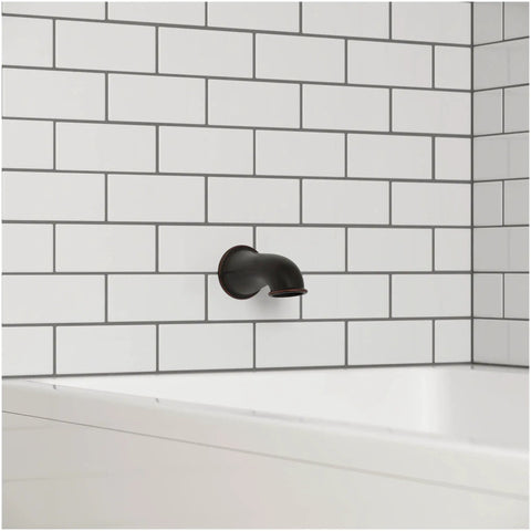 Non Diverter Tub Spout With Tuscan Bronze Finish All Metal Construction Traditional Style Mounts Easy Install Durable Bath Spout