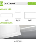 Available sizes and white finish of 2x2 LED Flat Panel Light Edge Lit Dimmable 27W 3005LM Fixture 4000K Bright White