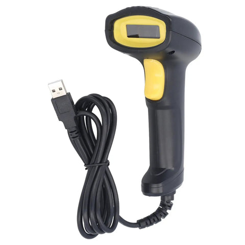 USB Wired Barcode Scanner Handheld Reader 1D 2D Fast Accurate Scanning With 640x480 CMOS Image Sensor shown with USB cable