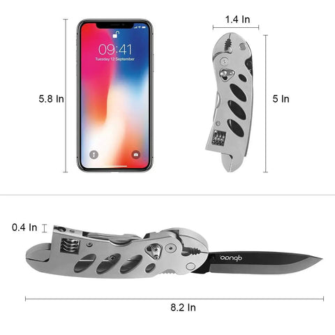 Compact Multitool Wrench With Seven Tools Including Pliers Wire Cutter Flathead And Phillips Screwdrivers Portable Folding Stainless Steel For Camping And Home Repair Durable Everyday Carry