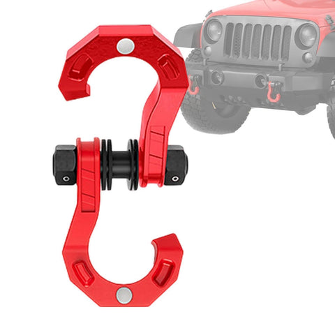 Three Quarter Inch D Ring Split Shackle Beefy Carbon Steel Heavy Duty Towing Winch Shackle For Vehicle Recovery in red with vehicle