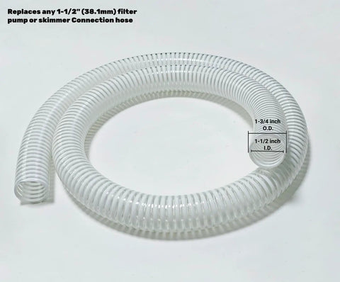 1.5 Inch Pool Replacement Hose For Above Ground Pools, Flexible PVC Vinyl Vacuum And Filter Tubing, UV Resistant, No Fuss 6 Ft Connection Hose For Pool Pumps, Easy Fit, Outdoor Safe And Leak Free.