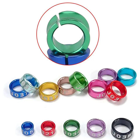 Flat Aluminum Pigeon Ring Set No Fuss For Bird Leg Bands With Random Mixed Colors And Clear Laser Etched ID Numbers