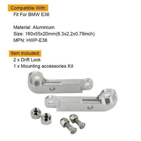Drift Angle Adapter Kit for BMW E36 M3 Aluminum Power Tuning Drift Lock to Boost Front Wheel Turn Angle 25 to 30 Percent Easy Bolt On Install