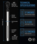 1/2 Drive Angled Impact Extension Wrench For Tight Spots With Lightweight Slick Build Ratcheting Flex Head technical specifications image showing dimensions and features.