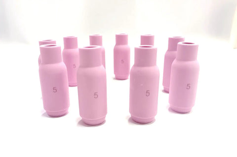Pro Grade Ceramic Cup Nozzle Set For 17 18 26 And 10N49 Collet Bodies, Five Sixteenth Inch Bore By One And Thirteen Sixteenth Inch Length