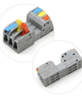Grab These Awesome Push-In Wire Connectors For Fast Tool-Free Splicing On Any Solid Or Stranded Copper Cable With 2 In 2 Out Design Perfect For Compact LED Lighting Junction Boxes And Heavy Duty Projects Featuring Tin Plated Contacts For Great. 2-in 2-out nylon PA66 wire connector, gray housing