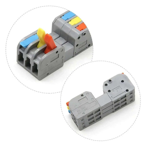 Grab These Awesome Push-In Wire Connectors For Fast Tool-Free Splicing On Any Solid Or Stranded Copper Cable With 2 In 2 Out Design Perfect For Compact LED Lighting Junction Boxes And Heavy Duty Projects Featuring Tin Plated Contacts For Great. 2-in 2-out nylon PA66 wire connector, gray housing