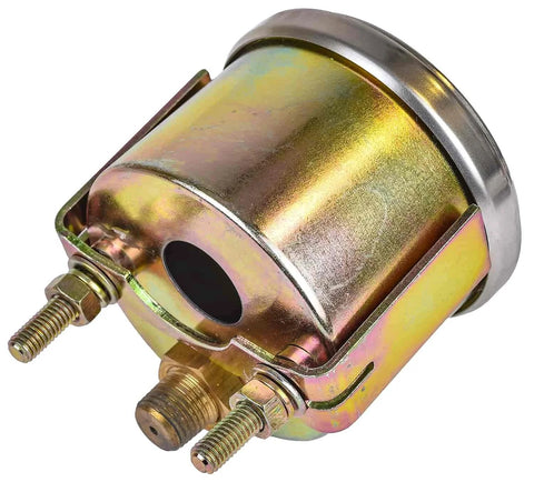 JEGS oil pressure gauge side view, 2-1/16 in diameter, mechanical, chrome housing