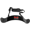 Arm Blaster For Bicep Curls Thick Aluminum Adjustable Bodybuilding Isolator Barbell Curl Support With Heavy Duty Strap Black front view