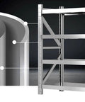 Detailed view of Rock Solid Heavy Duty Garage Shelving Four Tier Commercial Steel Storage Rack with heavy gauge steel construction.