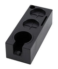 Adjustable Espresso Tamper Base With Dead Simple Leveling And Smart Compartment Storage For 58Mm 53Mm 51Mm Portafilters, black plastic design.