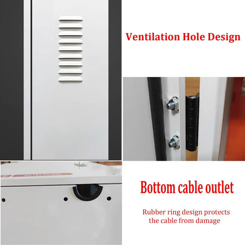 Built Like A Tank Electric Vehicle Charger Lock Box With Sturdy Support Post showing ventilation holes and bottom cable outlet.