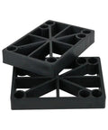 Premium H Block Riser Pads For Skateboards Offer Six Hole Mount Design, black hard plastic, 0.5 inch thick, pair shown.