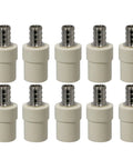 Ten Piece Brass PEX To CPVC Transition Coupling Set One Half Inch Crimp Fittings For All PEX Tubing Brands