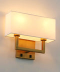 Antique Finish Wall Sconce Lights Set Of Two With White Textile Shades And On Off Switch Dope Home Vibe For Living Room
