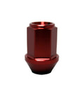 Leggdura Racing Red Duralumin Lug Nuts 12mm x 1.5 Thread Size Closed End With Flange Lock Set Of 20 nut close-up