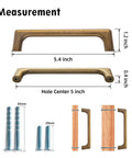Antique Brass Cabinet Pulls 5 Inch Hole Centers 128mm Vintage Style Drawer Cupboard Wardrobe Hardware Set 12 Pack dimensions.