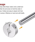 Beefy Double Split Shaft Collar Set For 10mm Shaft Clamp On 30mm Outer Diameter 10mm Wide 4 Pack shown beside shaft