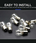 Plug N Play 1157 Bay15D P21 5W S25 High And Low Beam Halogen Brake Light bulbs on black background