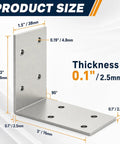 Heavy Duty 3X3 Inch L Brackets Galvanized Steel Corner Braces 90 Degree Angle Iron 12 Gauge Metal Connectors dimensions 3x3 inches with 0.1 inch thickness.